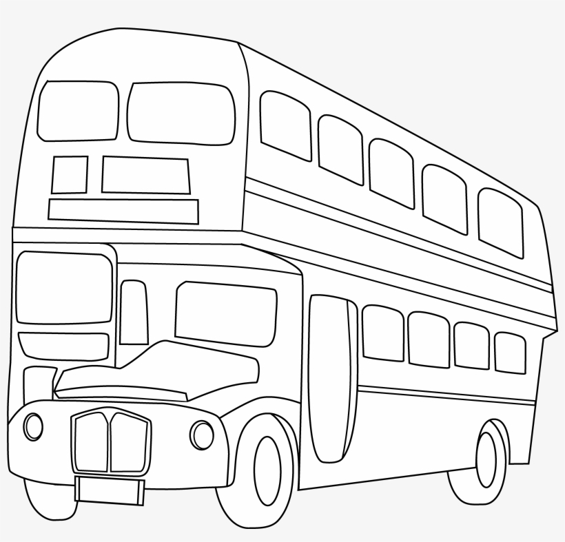 School Bus Black And White Double Decker Bus Clipart - Double Decker Bus Drawing, transparent png #1445320