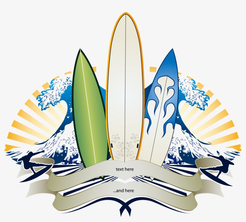Big Wave Surfing Banner Surfboard - Vector Tabla De Surf, transparent png #1445641