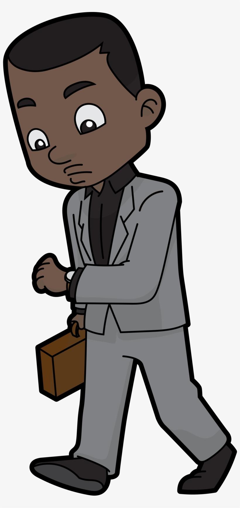 File Cartoon Black Checking His Watch Wikimedia - Étudiant Dab, transparent png #1446105