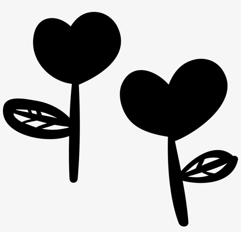 Two Heart-shaped Flowers Logo - Black Flower Heart Icon Png, transparent png #1446805