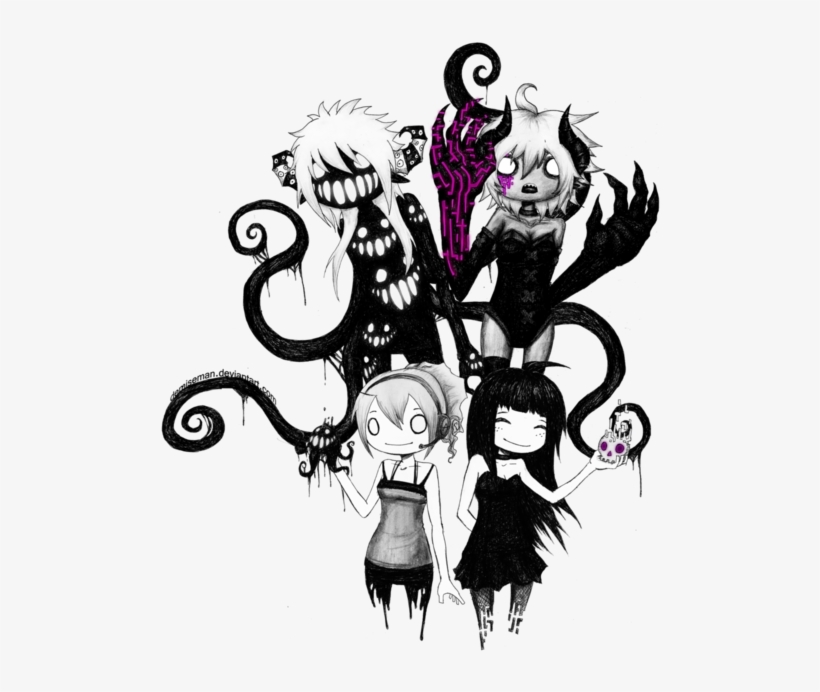 Goth Cute Chibi Drawing - Creepy Chibi Drawing, transparent png #1448021