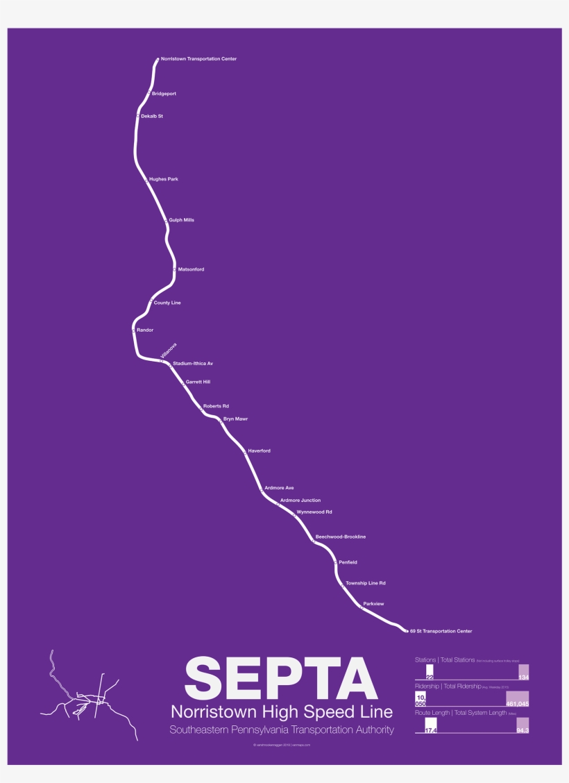 Septa Norristown High Speed Line Poster - Philadelphia, transparent png #1448870