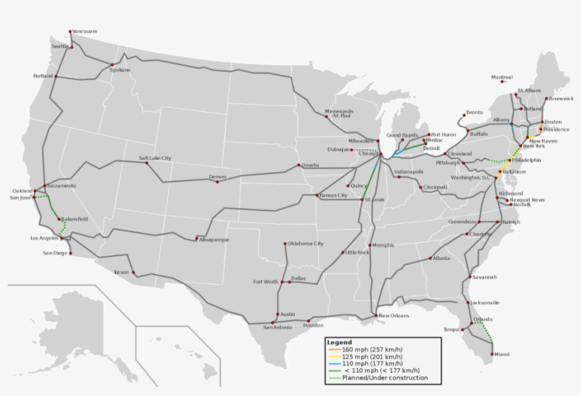 S High Speed Train Map Puts U S Transportation To Shame - Us Gray Map Powerpoint, transparent png #1448980