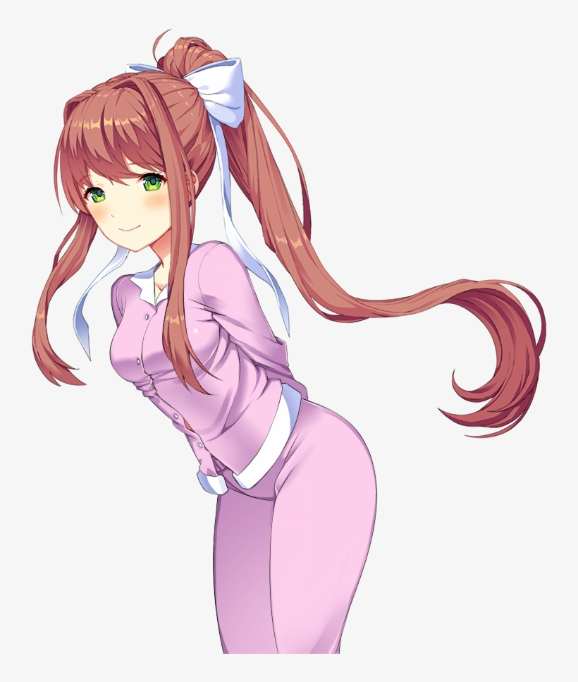 Monika In Her Pajamas Ddlc Png Monica Ddlc - Monika Doki Doki Leaning, transparent png #1449451