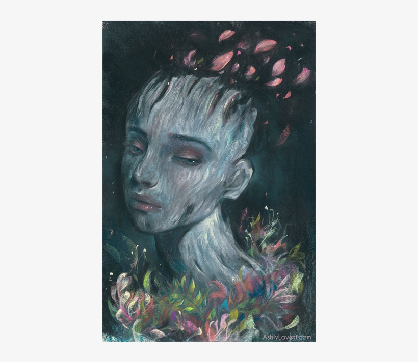 Pastel Painting Of A Girl With A Dark Background - Painting, transparent png #1449911