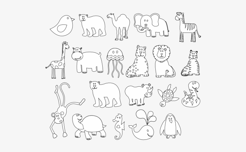 Animal Outlines For Kid - Graphics Of Animals Black And White - Free  Transparent PNG Download - PNGkey