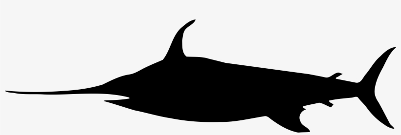 Silhouette Swordfish Black And White Whiskers Cartoon - Swordfish Silhouette Clip Art, transparent png #1450824