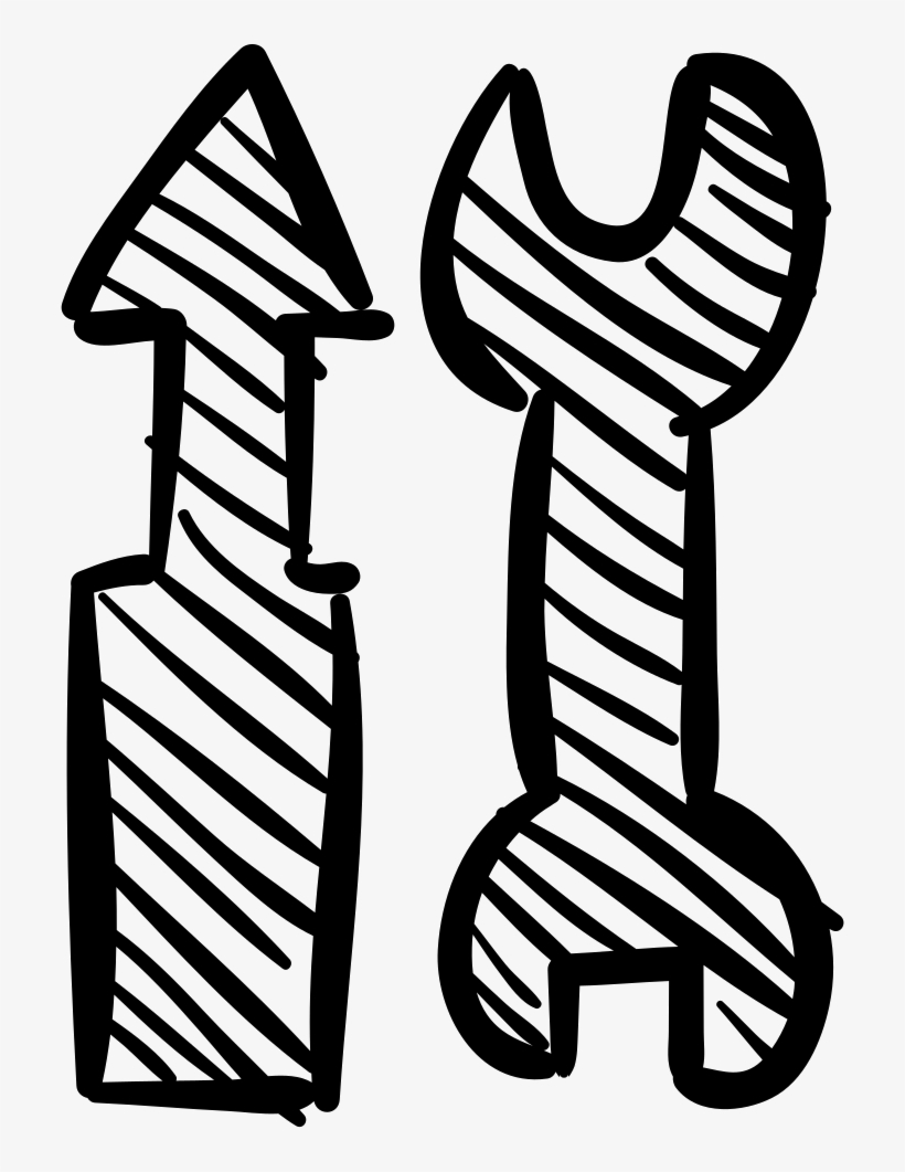 Screwdriver And Double Wrench Hand Drawn Construction - Tool, transparent png #1451455