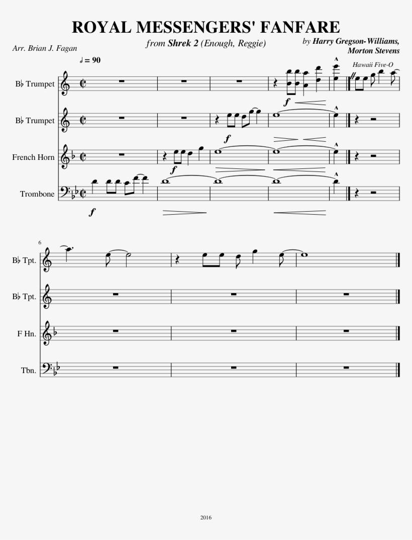 Royal Messengers' Fanfare Sheet Music Composed By By - Avengers Trombone Sheet Music, transparent png #1454093