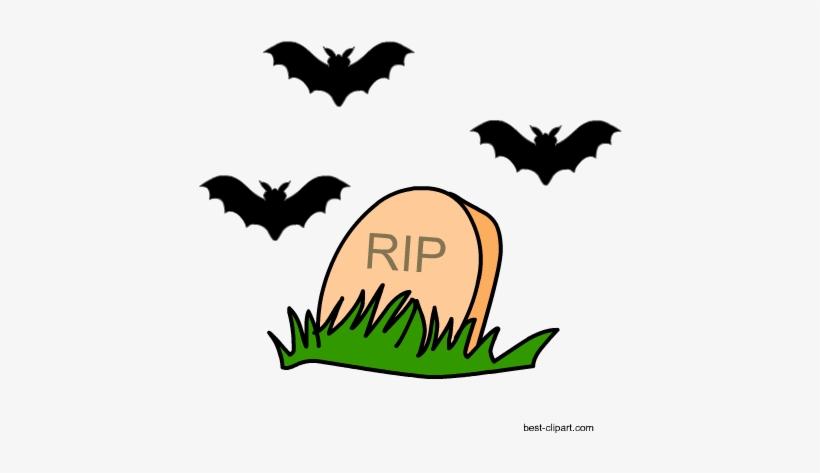Bats And Tombstone Free Halloween Clip Art Image - Black And White Halloween Clip Art, transparent png #1456428