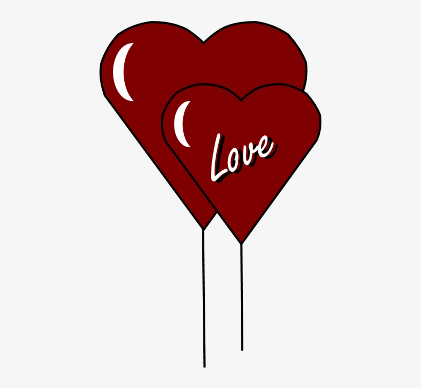 Two Red Heart Balloons With The Word "love" On One - Valentines Baloon Clipart, transparent png #1456585