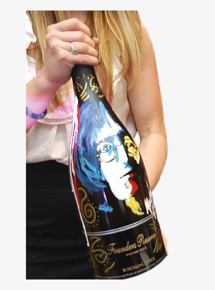 Custom Painted John Lennon Wine Bottle - Wine, transparent png #1457656