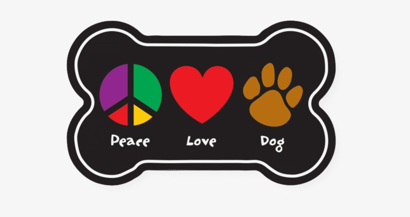 Peace, Love, Dog Bone Magnet - Dog Bone Magnet, transparent png #1457748