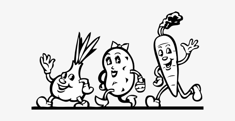 Free Vector Veggies B W Clip Art - Cartoon Vegetables Clipart Black And White, transparent png #1459268