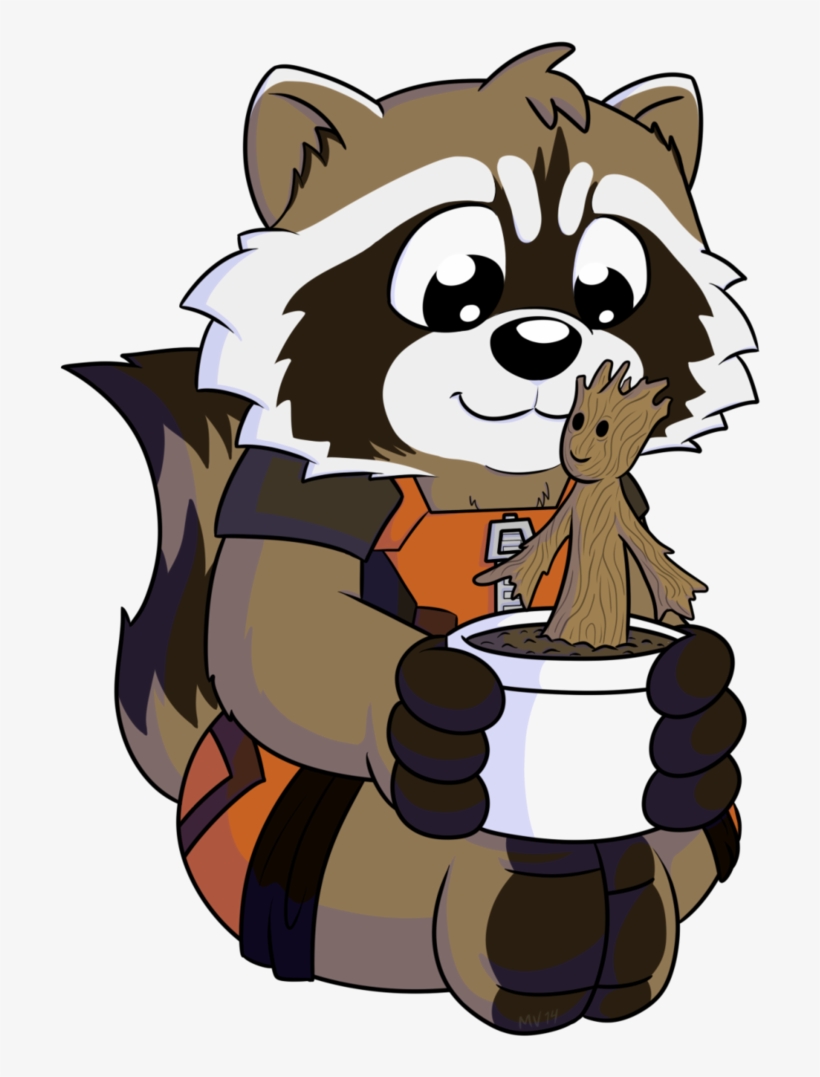 Rocket And Groot By Cartcoon On Deviantart Banner Transparent - Starlord Cartoon, transparent png #1460156