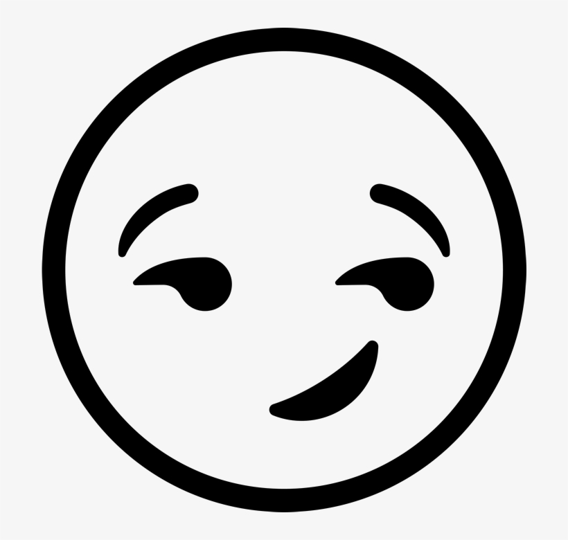 Smirking Face Emoji Rubber Stamp - Emoji Clipart Black And White, transparent png #1466414