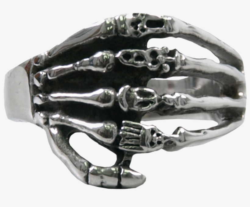 Stainless Steel Men's Skeleton Hand Ring - Stainless, transparent png #1467967