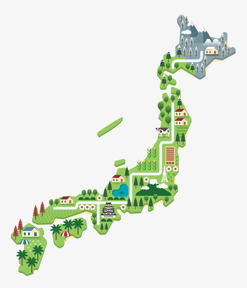 Red Ballon Map - Japan Physical Map And Landmarks, transparent png #1469213