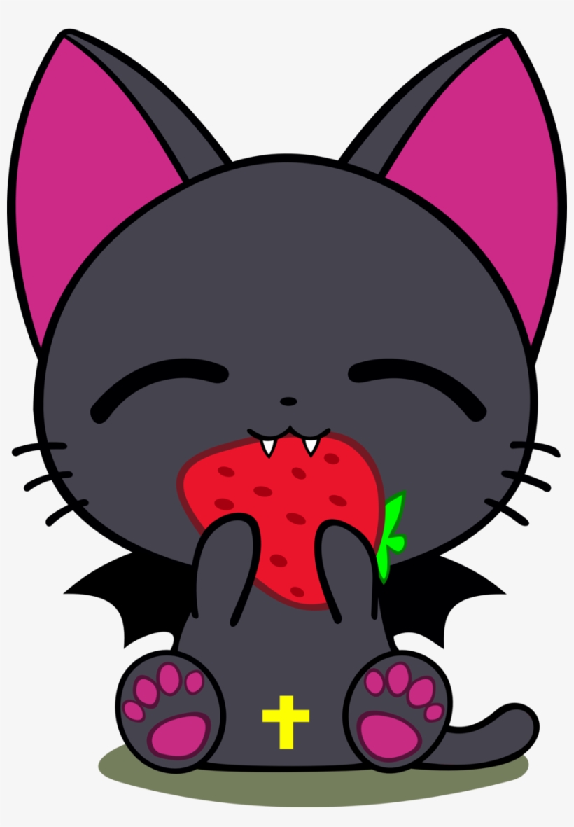Anime Cat Eating Strawberry - Nyanpire The Animation, transparent png #1470036