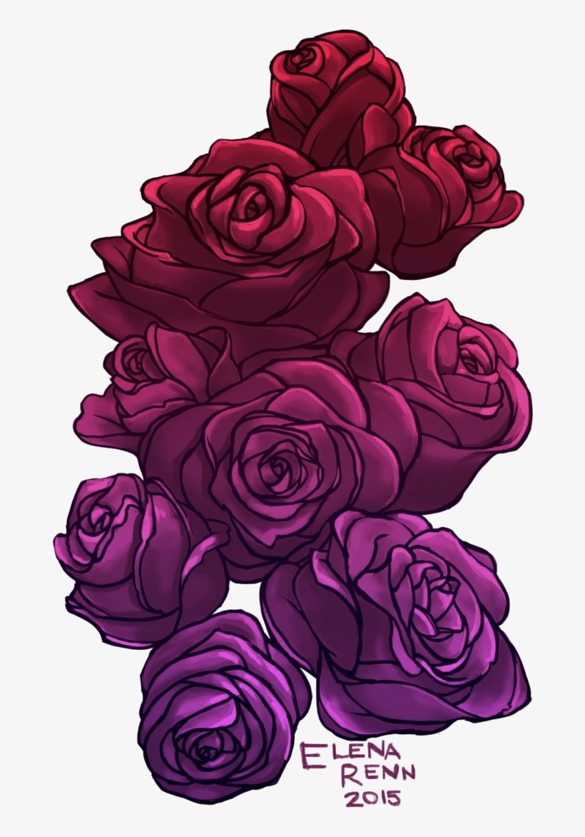 Violet Drawing Rose - Purple Flower Drawing Png, transparent png #1470402