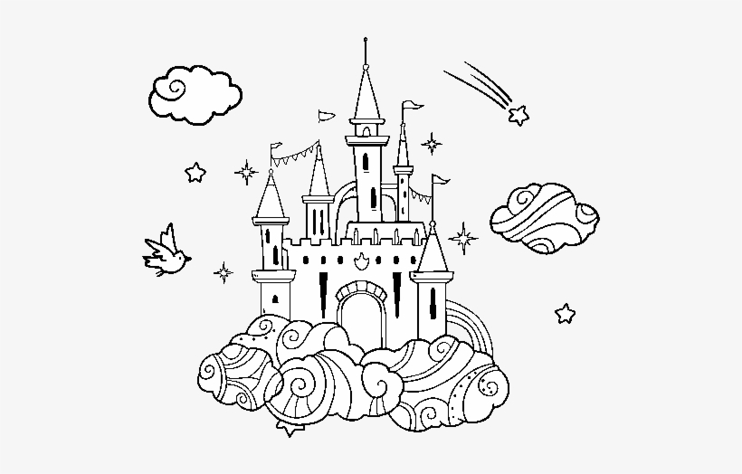 Dibujo De Castillo En Las Nubes Para Colorear - Coloriage De Chateau Fort, transparent png #1470585