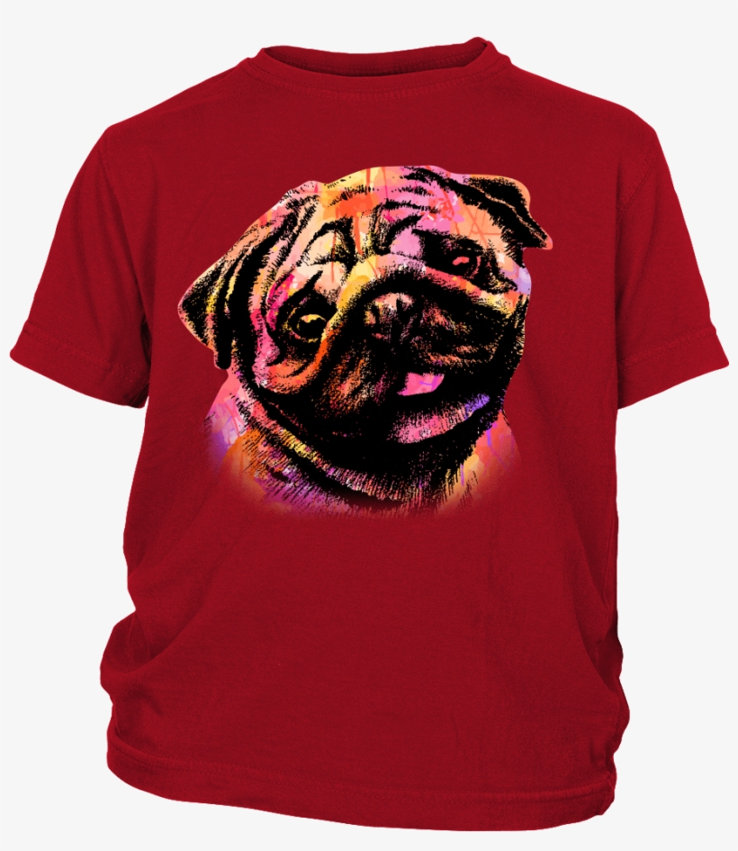 Watercolor Pug Kids T-shirt - I'm Sassy Like My Aunt - Youth Shirt, transparent png #1471541