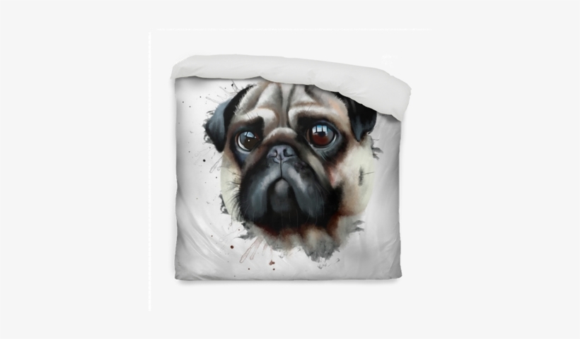 Portrait Of A Pug Dog Watercolor Illustration Isolated - Portrait, transparent png #1471606