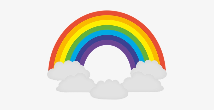 Rainbow, Colorful, Prism, Chromatic - Rainbow With 2 Clouds, transparent png #1472214