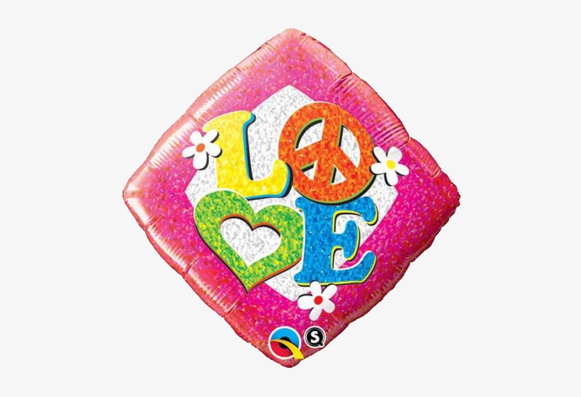 Holographic Love Peace Sign 18" Foil Balloon - 18" Love Peace Sign Mylar Balloon - Mylar Balloons, transparent png #1476346