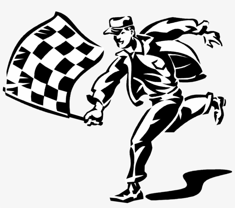 Motor Race Official With Checkered Flag - Bandiera A Scacchi Vettoriale, transparent png #1477677