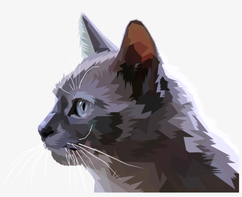 Domestic Short-haired Cat Whiskers Animal Drawing - Geometric Cat, transparent png #1478735