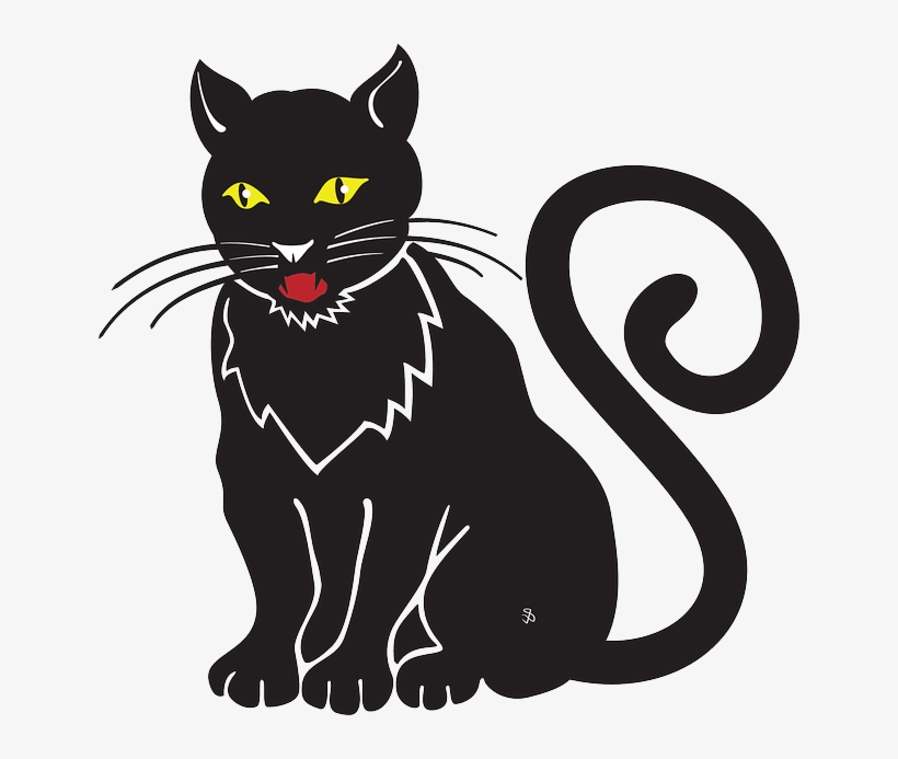 Cat, Halloween, Meow, Whiskers, Hiss, Omen - Black Cat Cartoon Drawing, transparent png #1478805