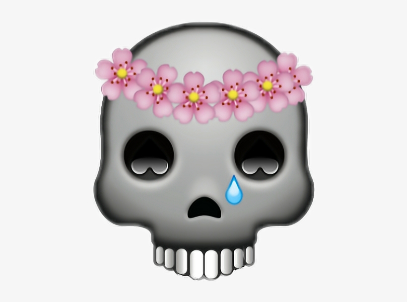 Flower Dailysticker Dead Blackandwhite Emoji Snapchat - Skull Clario Pendant Necklace, transparent png #1479115