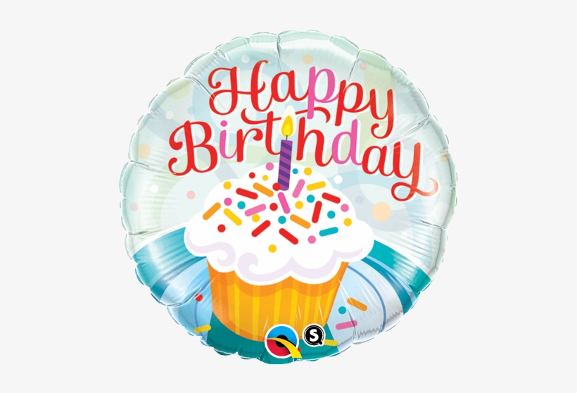 18 Inch "happy Birthday" Foil Balloon As Pictured - Birthday Cupcake And Sprinkles Balloon In A Box, transparent png #1479237