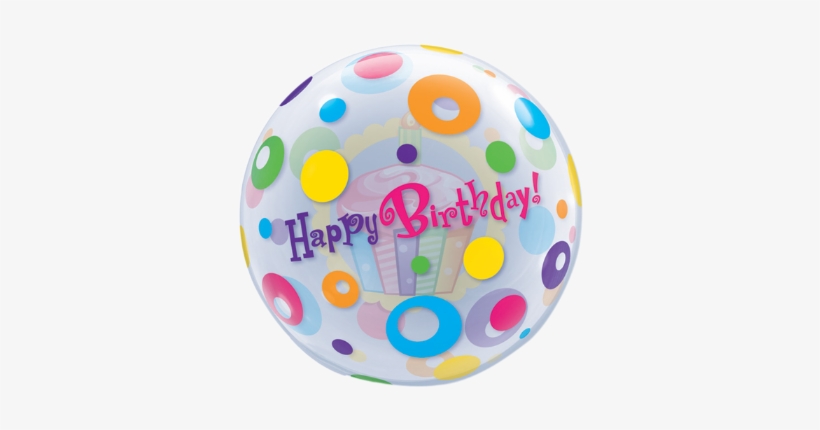 Birthday Cupcake & Dots Bubble Balloon - Bubble Balloon - Birthday Cupcake & Dots 56 Cm, transparent png #1479680