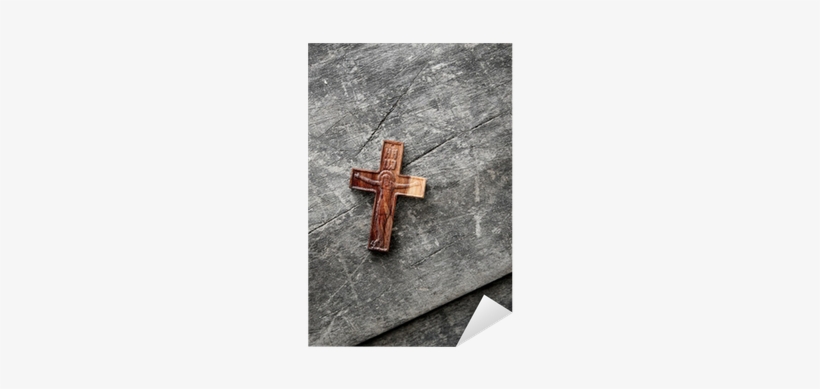 Wooden Cross On A Wooden Background Sticker • Pixers® - Il Dubbio. Il Dilemma Di Giuda, transparent png #1479779
