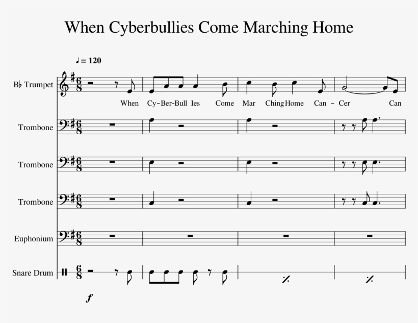 When Cyberbullies Come Marching Home Sheet Music 1 - Music, transparent png #1480127
