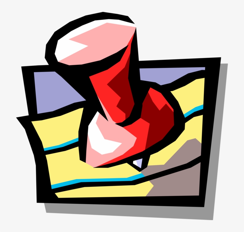 Vector Illustration Of Push Pin Or Thumb Tack Fastens - Tachinha, transparent png #1480259