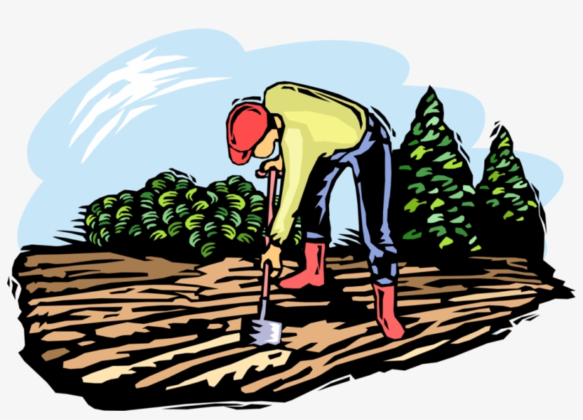 Farmer Works Soil With Shovel - Farmer Warkink Png, transparent png #1480312