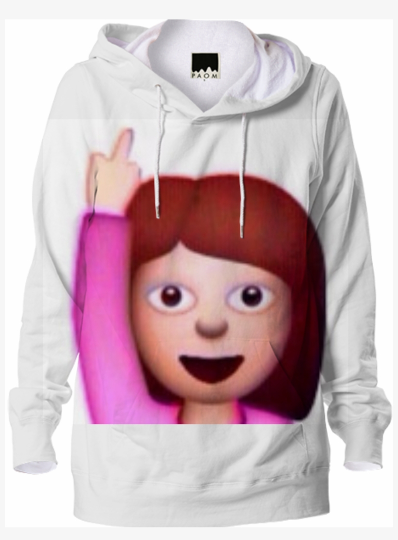 Shop Emoji Middle Finger- Hoodie By Xx - Emoji Girl Fuck You, transparent png #1480995