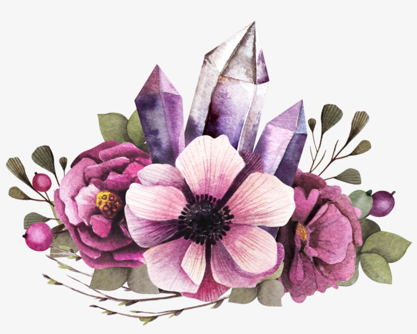 Peach Flower Clipart Flower Cluster - Watercolor Purple Flowers Png, transparent png #1481293