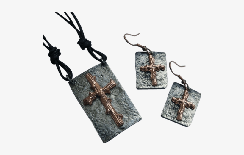 Copper And Antique Silver Wooden Cross Necklace And - Copper And Antique Silver Wooden Cross Necklace, transparent png #1481396