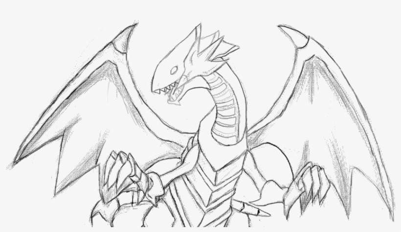 Yu Gi Oh Blue Eyes White Dragon Linework By Hatpop - Drawing, transparent png #1481427