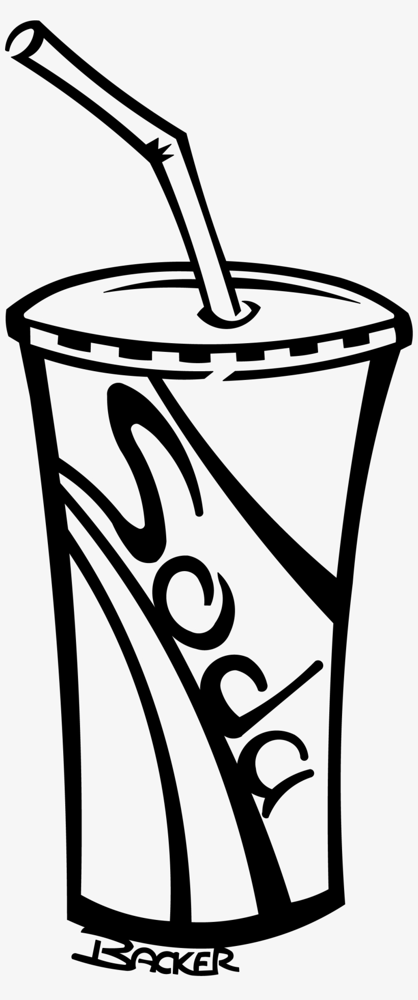 Soda Cup - Soft Drinks Clipart Black And White, transparent png #1482058
