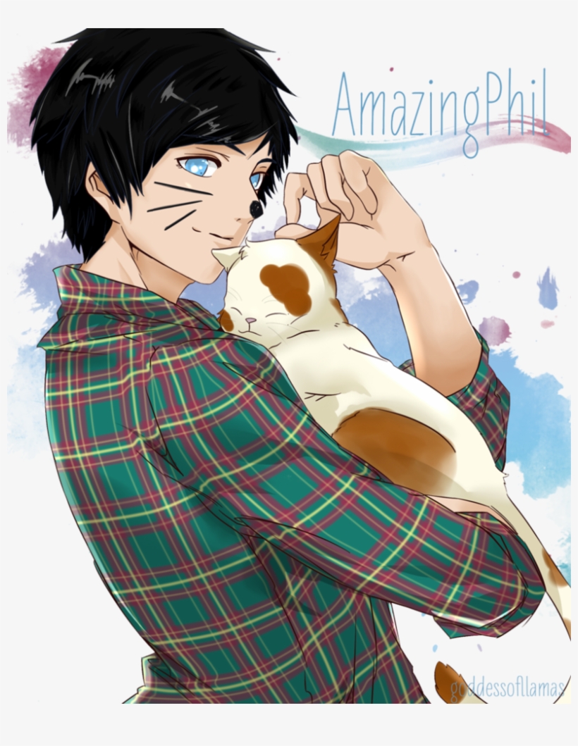 Phil With A Cat By ~nikeduijk On Deviantart - Dan And Phil As Cats, transparent png #1482156