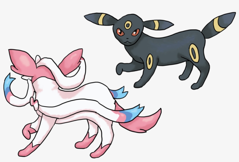 Umbreon And Sylveon By Cinnamon - Pokemon Sylveon Umbreon And Eevee, transparent png #1482354