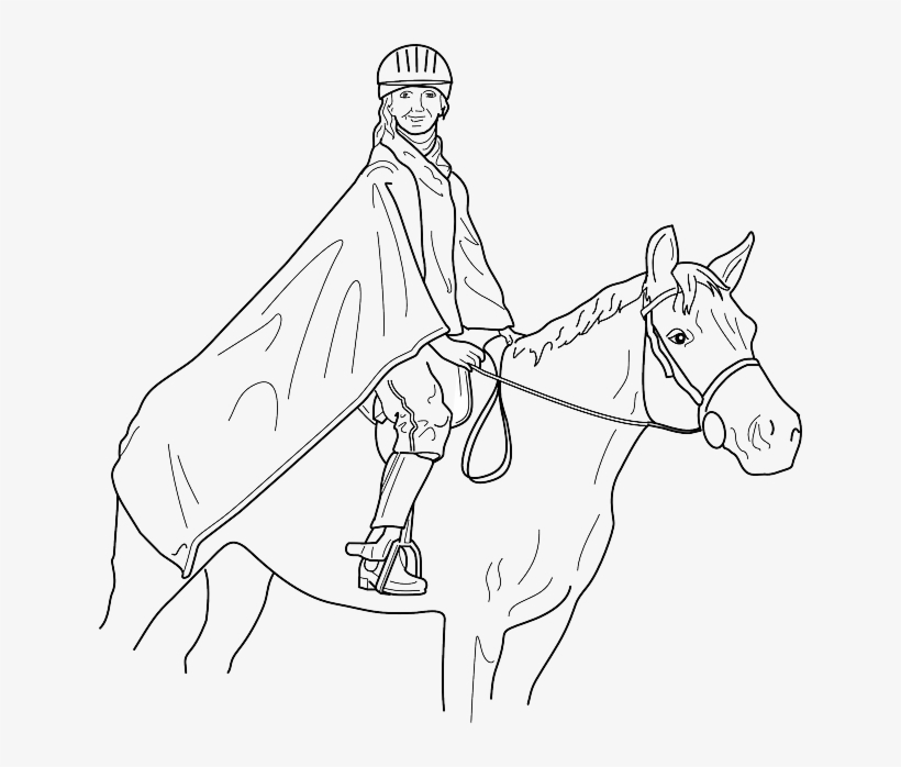 Outline, Man, Cartoon, Horse, Horses, Draw, Animal - Horse With Rider Coloring Pages, transparent png #1483135