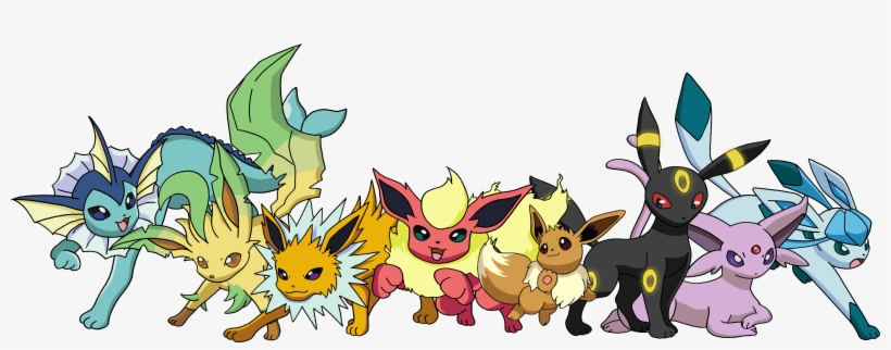 Collection Of Free Umbreon Transparent Eevee Evolution - Eevee Vaporeon Jolteon Flareon Espeon Umbreon Leafeon, transparent png #1483200