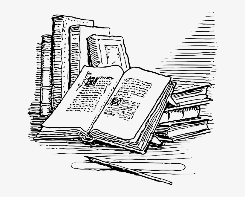 Outline, Open, Reading, Books, Book, Automatic - Old Book Clipart, transparent png #1483872