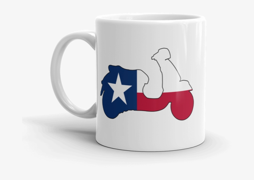 Texas State Flag Vespa Scooter Silhouette 11 Oz Mug - Mug, transparent png #1484981